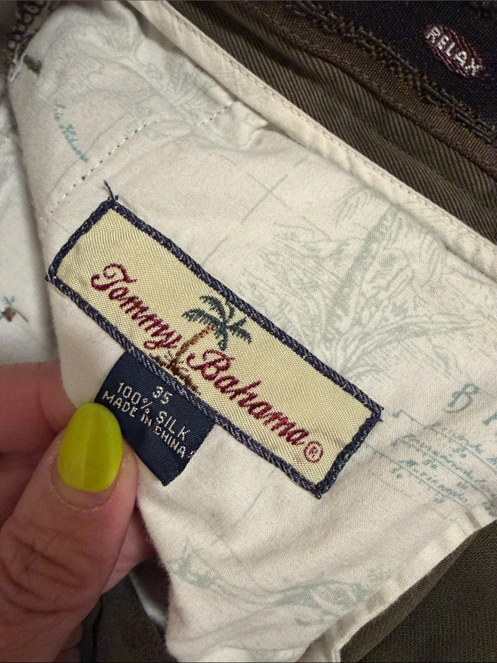 Tommy Bahama Men’s Pleated Silk Trousers 35 Olive Green Dress Pants Casual